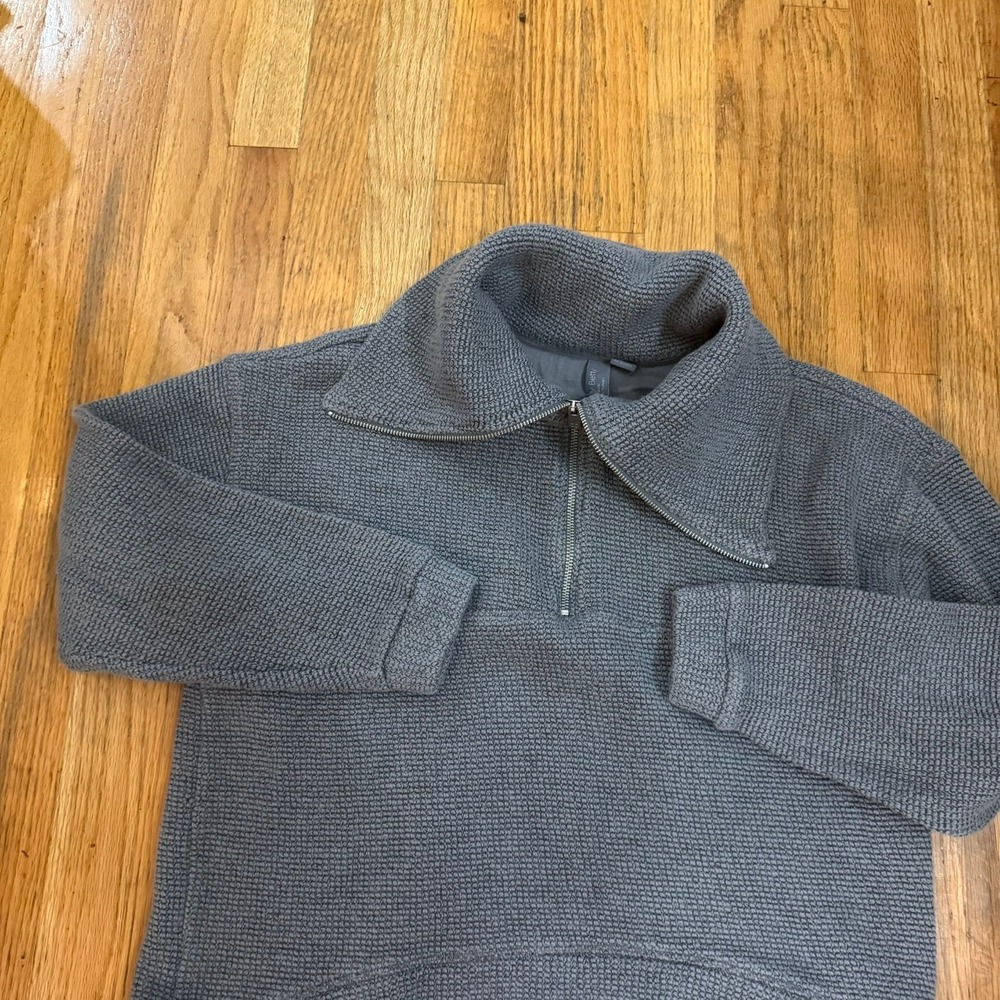 Sweaty Betty London Gray Asymmetric 1/2 Zip Thermal Fleece Pullover Sweatshirt